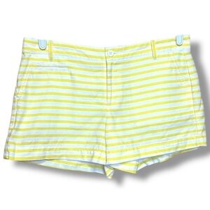 Gap Yellow White Striped Chino Shorts Size 8 Preppy Coastal